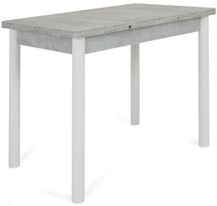 Кухонный раскладной стол Милан-1 EVO, ноги металлические белые, светлый цемент в Биробиджане