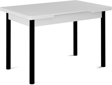Кухонный раздвижной стол Милан-1 EVO, ноги металлические черные, белый цемент в Биробиджане