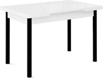 Раздвижной стол Милан-2 EVO, ноги черные, стекло белое/белый в Биробиджане