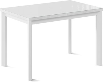 Кухонный раскладной стол Нагано-1G (ноги металлические белые, стекло cristal/белый цемент) в Биробиджане