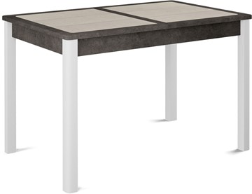 Раздвижной стол Ницца-1 ПЛ (ноги белые, плитка бежевая/серый камень) в Биробиджане