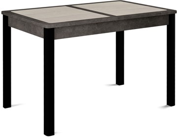 Кухонный раскладной стол Ницца-1 ПЛ (ноги черные, плитка бежевая/серый камень) в Биробиджане