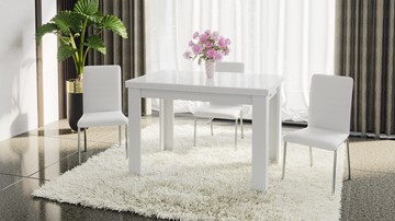 Кухонный стол раскладной Норман тип 1, цвет Белый/Стекло белый глянец в Биробиджане - предосмотр 4