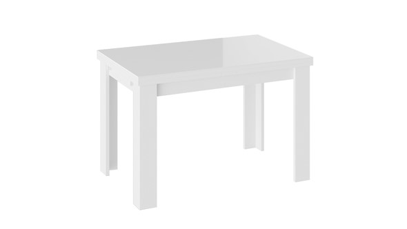 Кухонный стол раскладной Норман тип 1, цвет Белый/Стекло белый глянец в Биробиджане - изображение