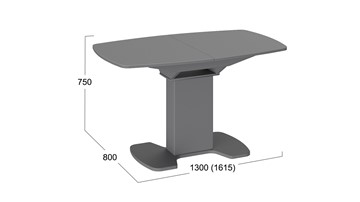 Раздвижной стол Портофино (СМ(ТД)-105.02.11(1)), цвет Серое/Стекло серое матовое LUX в Биробиджане - предосмотр 1