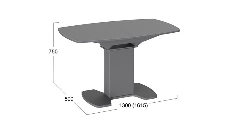 Раздвижной стол Портофино (СМ(ТД)-105.02.11(1)), цвет Серое/Стекло серое матовое LUX в Биробиджане - изображение 1