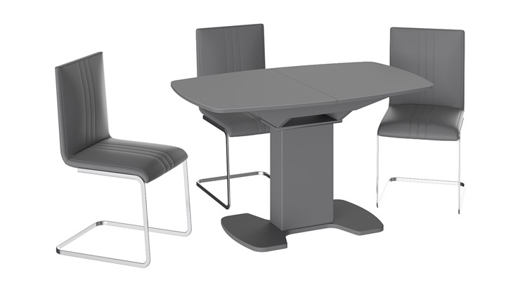 Раздвижной стол Портофино (СМ(ТД)-105.02.11(1)), цвет Серое/Стекло серое матовое LUX в Биробиджане - изображение 2