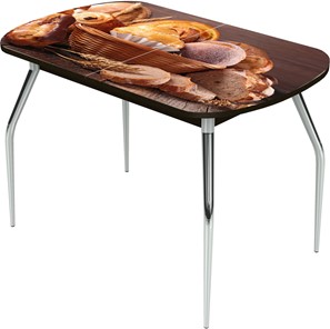 Кухонный стол раскладной Ривьера исп.1 ноги метал. крашеные №24 Фотопечать (Хлеб №3 в Биробиджане