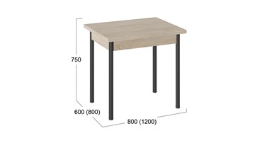 Обеденный раздвижной стол Родос тип 2 с опорой d40 (Черный муар/Дуб Сонома) в Биробиджане - предосмотр 2