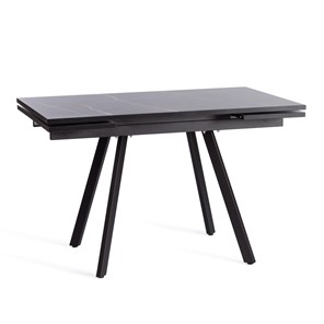 Обеденный раздвижной стол VIGO ЛДСП/HPL/металл,120x80x30х30х75 см, Мрамор чёрный/чёрный арт.19730 в Биробиджане
