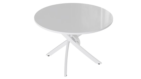 Кухонный обеденный стол Diamond тип 2 (Белый муар/Белый глянец) в Биробиджане - изображение