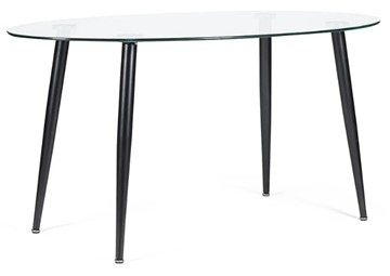 Кухонный обеденный стол KASSEL (mod. DT333) металл/закаленное стекло (10 мм), 150х90х75см, черный в Биробиджане