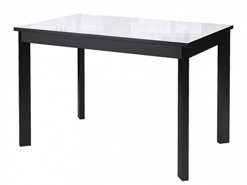 Кухонный стол раздвижной Dikline Ls110, стекло белое/ножки черные в Биробиджане