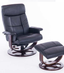 Кресло ДамОфис J6011 для релаксации нат. кожа / дерево, черный в Биробиджане