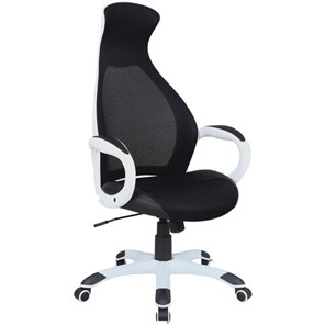Кресло компьютерное Brabix Premium Genesis EX-517 (пластик белый, ткань/экокожа/сетка черная) 531573 в Биробиджане