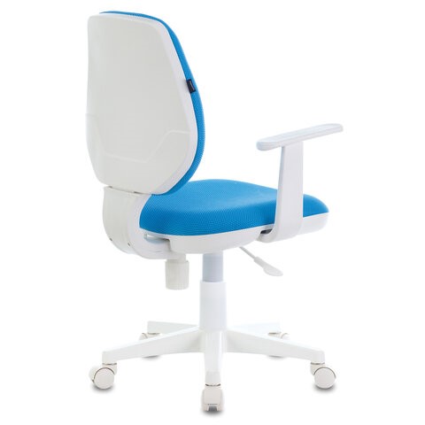 Кресло офисное Brabix Fancy MG-201W (с подлокотниками, пластик белый, голубое) 532411 в Биробиджане - изображение 3