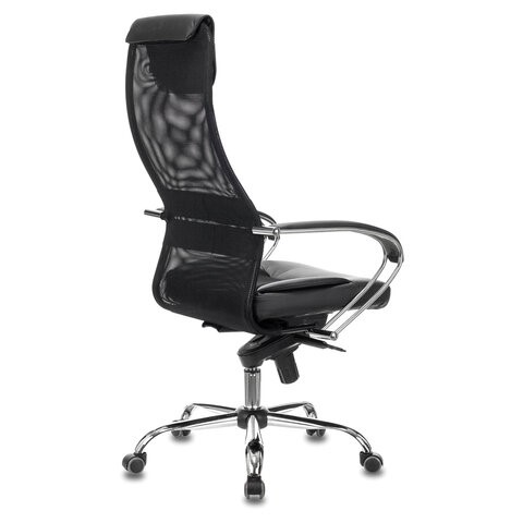 Кресло офисное Brabix Premium Stalker EX-609 PRO (хром, мультиблок, ткань-сетка/экокожа, черное) 532416 в Биробиджане - изображение 2