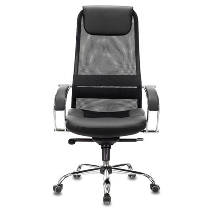 Кресло офисное Brabix Premium Stalker EX-609 PRO (хром, мультиблок, ткань-сетка/экокожа, черное) 532416 в Биробиджане - изображение