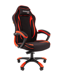 Кресло игровое CHAIRMAN GAME 28 Полиэстер комбинированная ткань красный/черный в Биробиджане