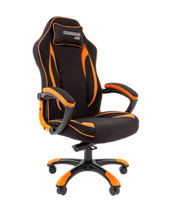 Кресло игровое CHAIRMAN GAME 28 Полиэстер комбинированная ткань оранжевый/черный в Биробиджане