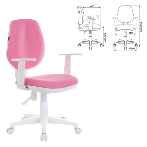 Кресло Brabix Fancy MG-201W (с подлокотниками, пластик белый, розовое) 532409 в Биробиджане - изображение 3