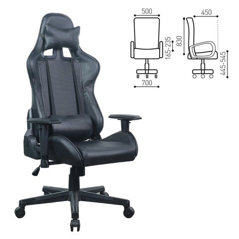 Кресло офисное Brabix GT Carbon GM-115 (две подушки, экокожа, черное) 531932 в Биробиджане - изображение 15