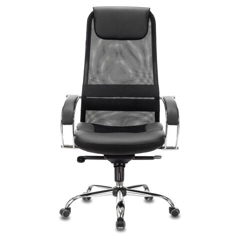 Кресло офисное Brabix Premium Stalker EX-609 PRO (хром, мультиблок, ткань-сетка/экокожа, черное) 532416 в Биробиджане - изображение 5
