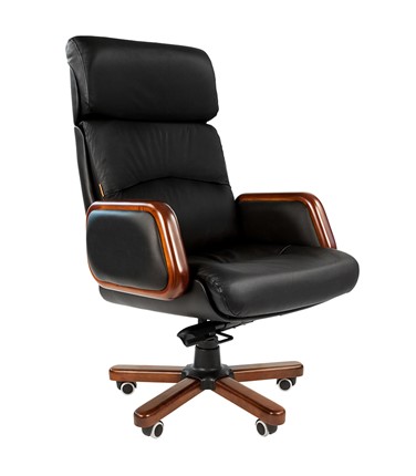 Офисное кресло CHAIRMAN 417 кожа черная в Биробиджане - изображение