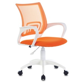 Кресло офисное Brabix Fly MG-396W (с подлокотниками, пластик белый, сетка, оранжевое) 532401 в Биробиджане