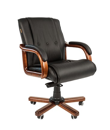Кресло компьютерное CHAIRMAN 653M кожа черная в Биробиджане - изображение
