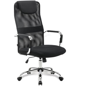 Офисное кресло Brabix Fit EX-514 (с подголовником, хром, черное) 531949 в Биробиджане