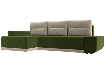 Угловой диван Чикаго, Зеленый/Бежевый (микровельвет) в Биробиджане