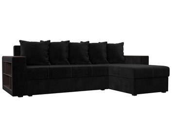 Угловой диван с оттоманкой Дубай Лайт, Черный (велюр) в Биробиджане