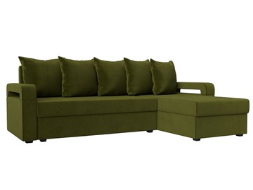 Угловой диван с оттоманкой Гермес Лайт, Зеленый (Микровельвет) в Биробиджане