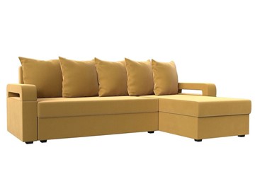 Угловой диван с оттоманкой Гермес Лайт, Желтый (Микровельвет) в Биробиджане