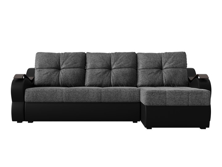 Угловой диван Меркурий, Серый/черный (рогожка/экокожа) в Биробиджане - изображение 1