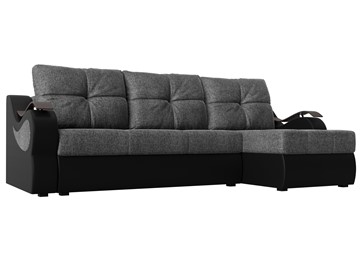 Угловой диван Меркурий, Серый/черный (рогожка/экокожа) в Биробиджане - предосмотр