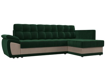 Угловой диван для гостиной Нэстор прайм, Зеленый/Бежевый (велюр) в Биробиджане