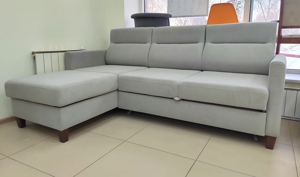 Угловой диван с оттоманкой Марсель Luma 13 серый велюр в Биробиджане - изображение
