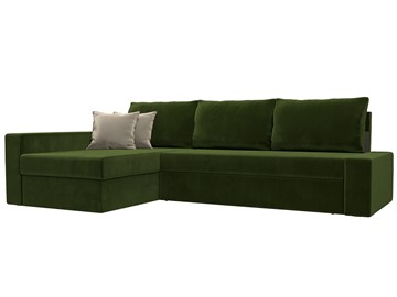 Угловой диван для гостиной Версаль, Зеленый/Бежевый (микровельвет) в Биробиджане