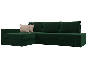 Угловой диван для гостиной Версаль, Зеленый/Бежевый (велюр) в Биробиджане