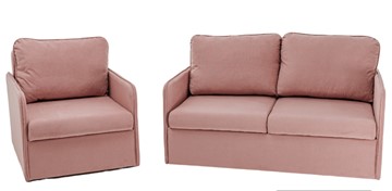Комплект мебели Амира розовый диван + кресло в Биробиджане