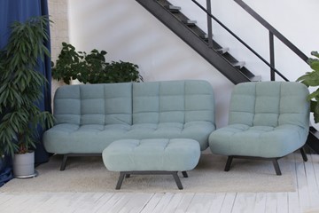 Комплект мебели Абри цвет мята кресло + диван + пуф опора металл в Биробиджане