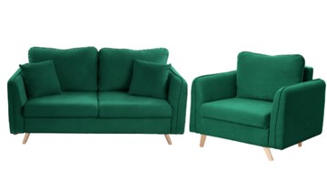 Комплект мебели Бертон изумрудный диван+ кресло в Биробиджане