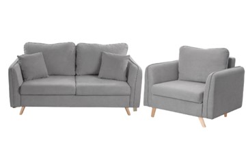 Комплект мебели Бертон серый диван+ кресло в Биробиджане