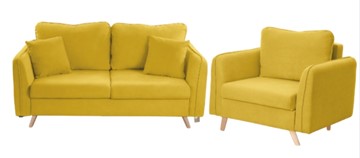 Комплект мебели Бертон желтый диван+ кресло в Биробиджане