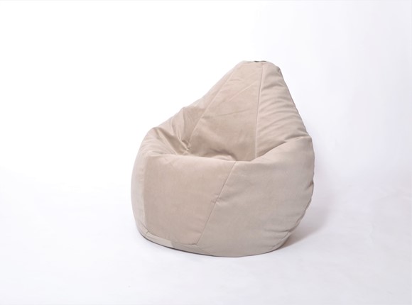 Кресло-мешок Груша среднее, велюр однотон, бежевое в Биробиджане - изображение