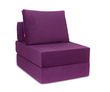 Бескаркасное кресло-кровать Окта, велюр фиолетовый в Биробиджане