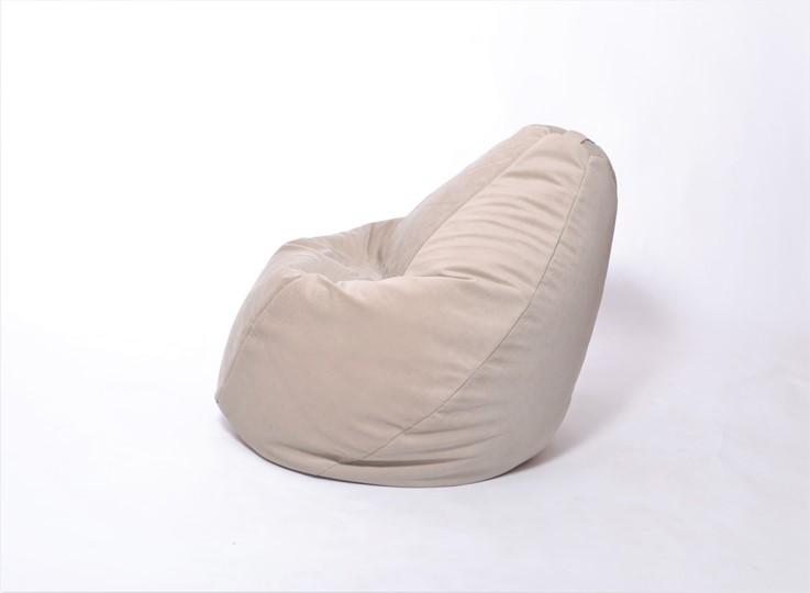 Кресло-мешок Груша среднее, велюр однотон, бежевое в Биробиджане - изображение 2