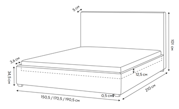 Кровать двуспальная Mono 140х200, Велюр (Monopoly Миндаль (111)) в Биробиджане - предосмотр 1